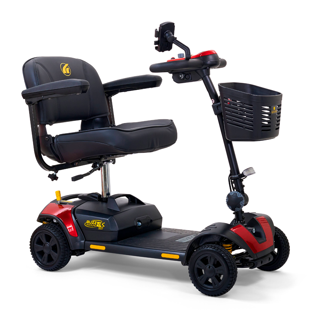 Golden Tech Buzzaround XLSHD 4-Wheel Portable Scooter with Suspension - Red right